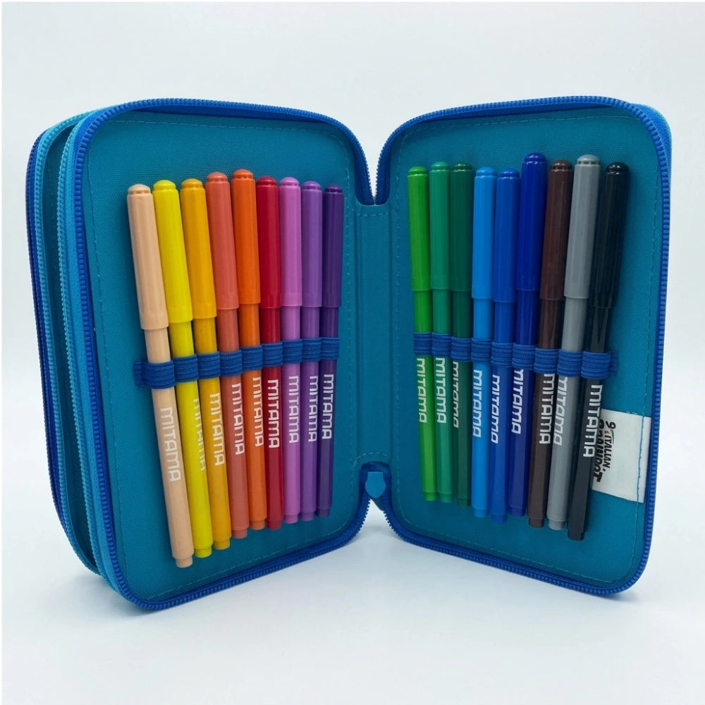 Astuccio 3 Zip Italian Brainrot – scomparto interno con accessori scuola