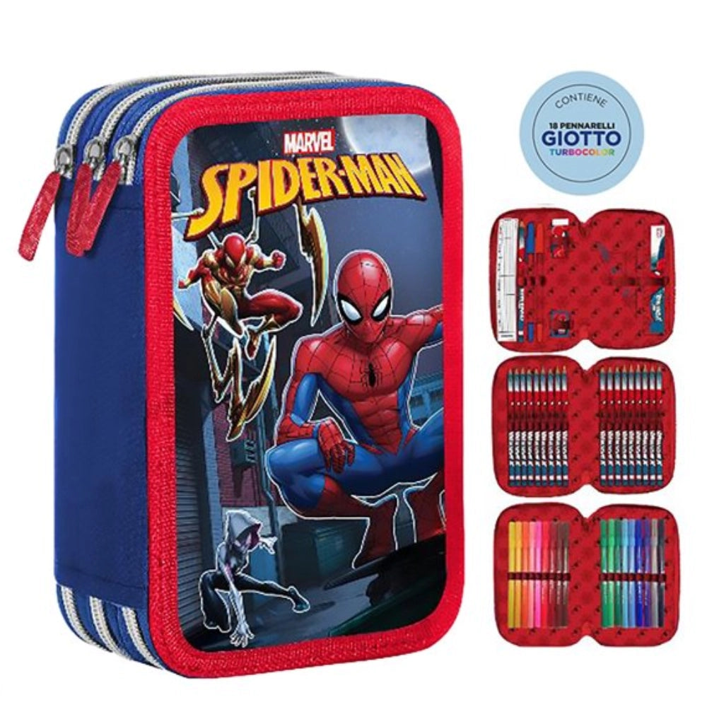 Astuccio Completo 3 Zip Spiderman