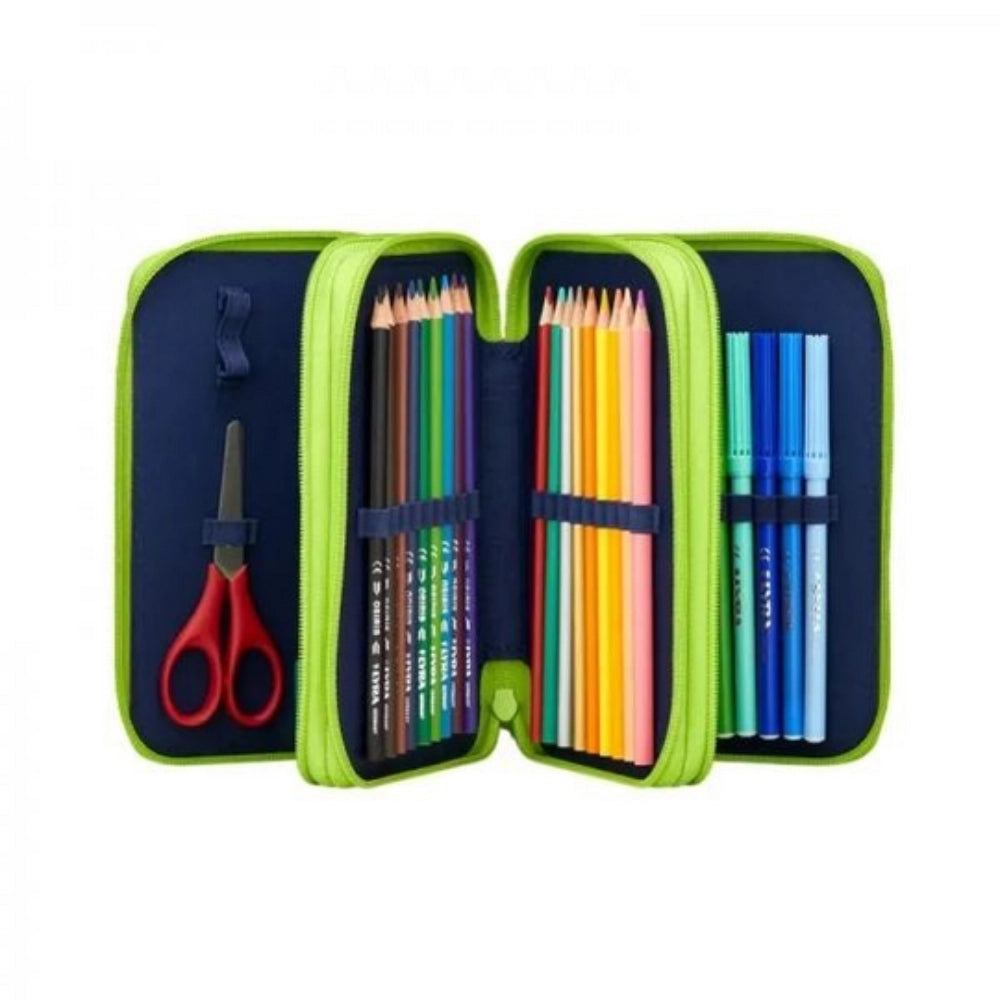 Astuccio 3 Zip Ergobag Run Bear - Blu e Verde