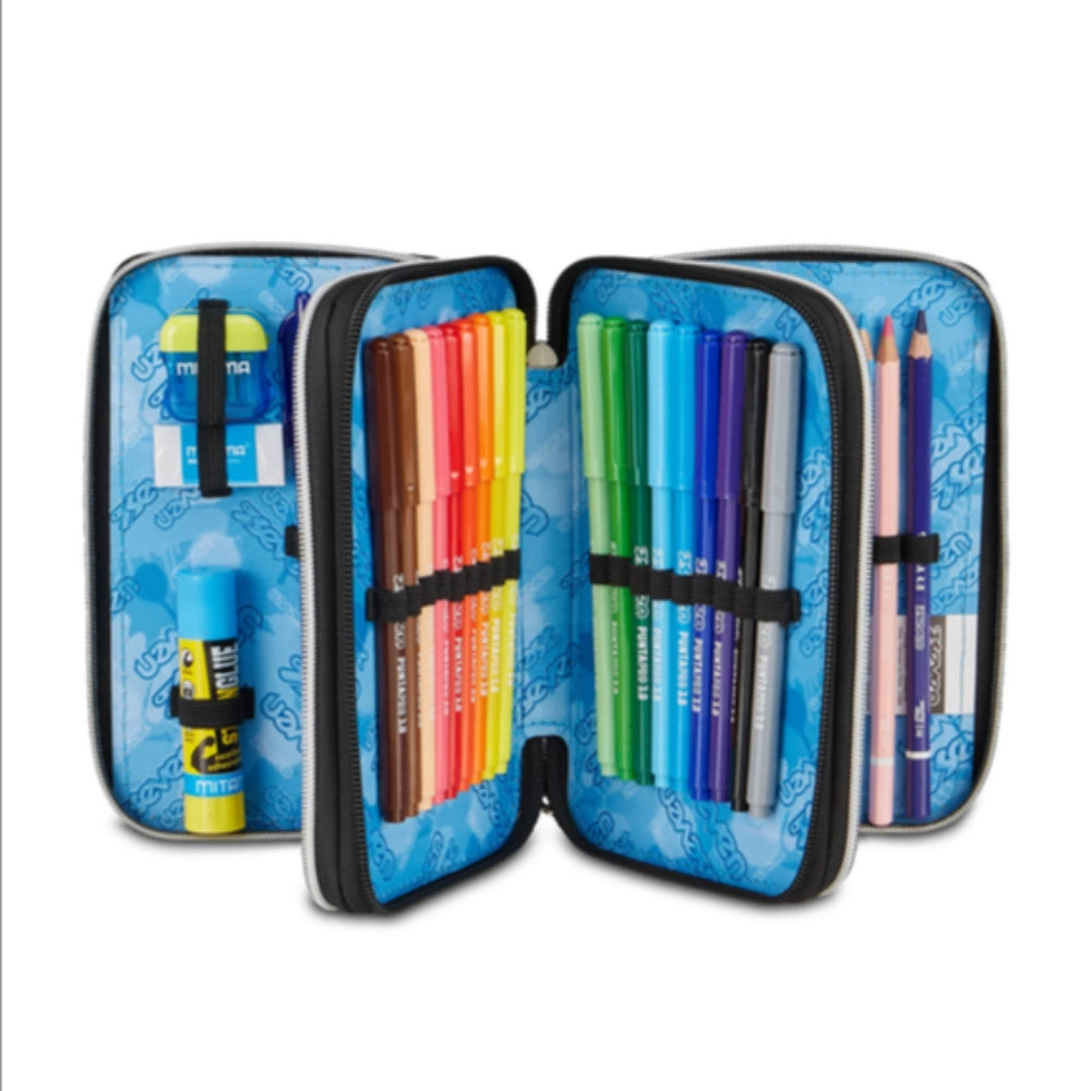 Astuccio Seven 3 Zip Made of Stars Azzurro Effetto Shiny 2026