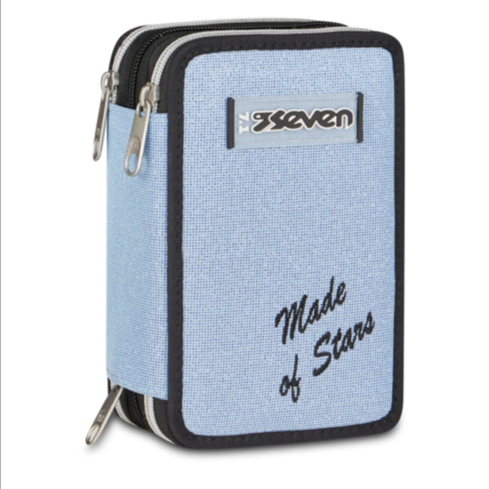 Astuccio Seven 3 Zip Made of Stars Azzurro Effetto Shiny 2026