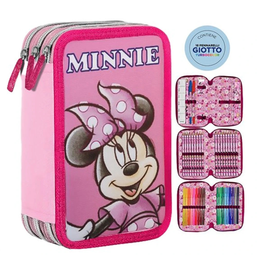 Astuccio Completo 3 Zip Minnie