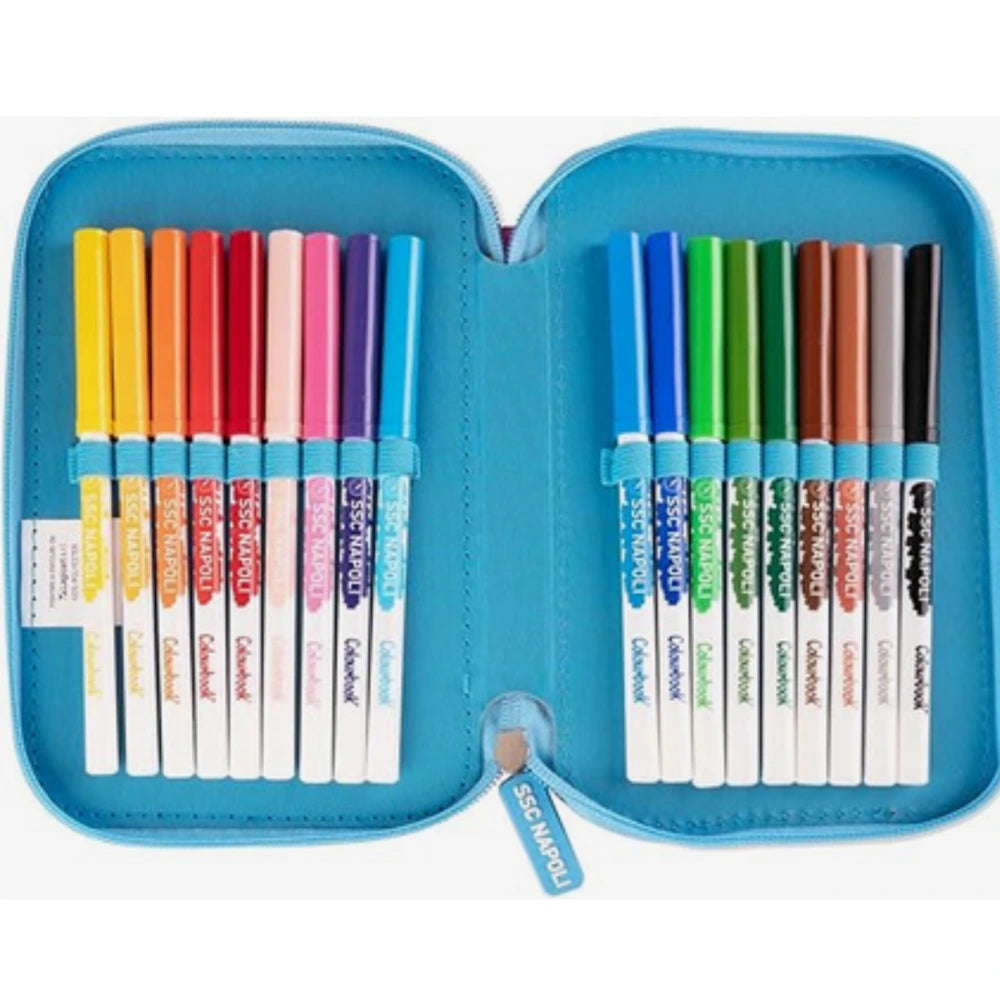 Astuccio 3 Zip Napoli Colourbook - Completo 44 Pezzi Rosa Fluo | Scuola 2026