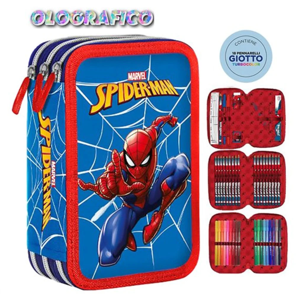 Astuccio Completo 3 Zip Spiderman