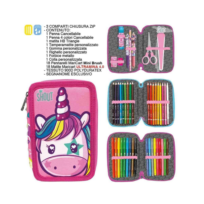 Shout Magic Unicorn Astuccio 3 Zip — Completo 44 Pezzi