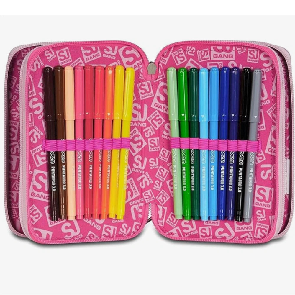 Astuccio 3 Zip Completo SJ Gang Style PinkHugs – 45 Pezzi | Elementari e Medie
