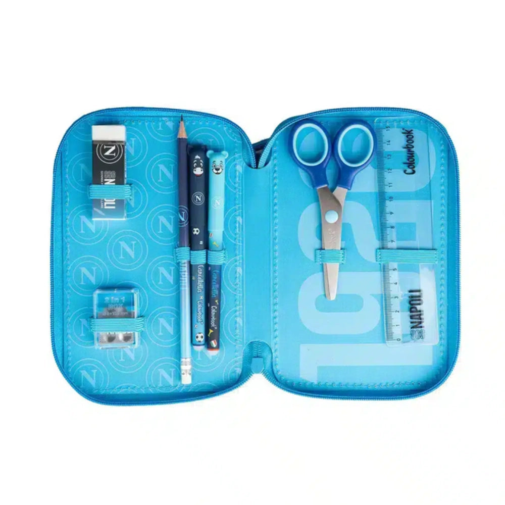 Astuccio 3 Zip SSC Napoli Ufficiale Colourbook con 44 Accessori