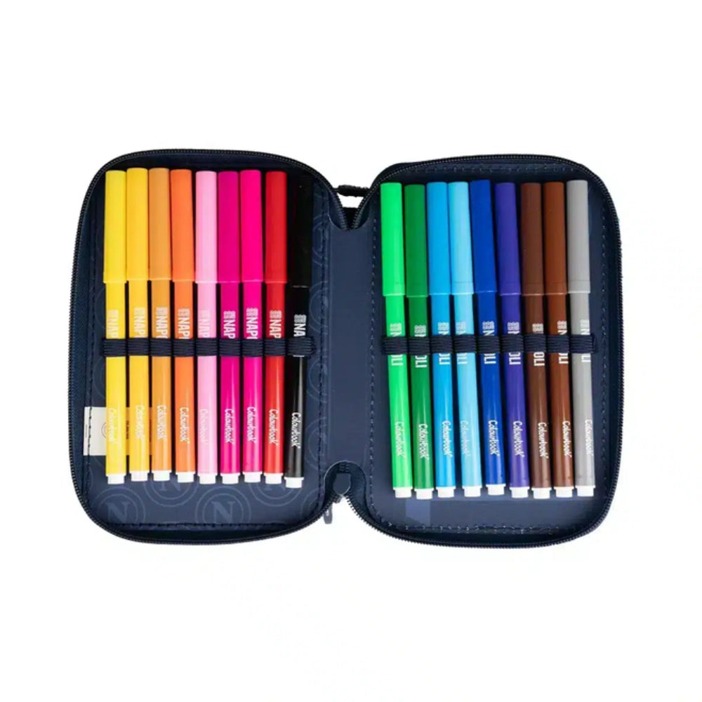 Astuccio 3 Zip SSC Napoli Ufficiale Colourbook con 44 Accessori