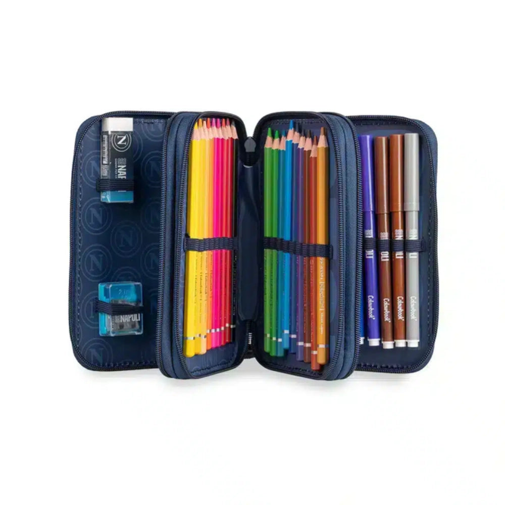 Astuccio 3 Zip SSC Napoli Ufficiale Colourbook con 44 Accessori
