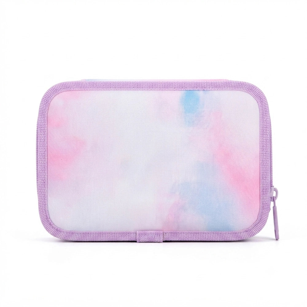 Astuccio 3 Zip Completo K-Pop Demon Hunters Huntrix Lilla Tie-Dye Safta - vista retro con effetto tie-dye rosa e celeste