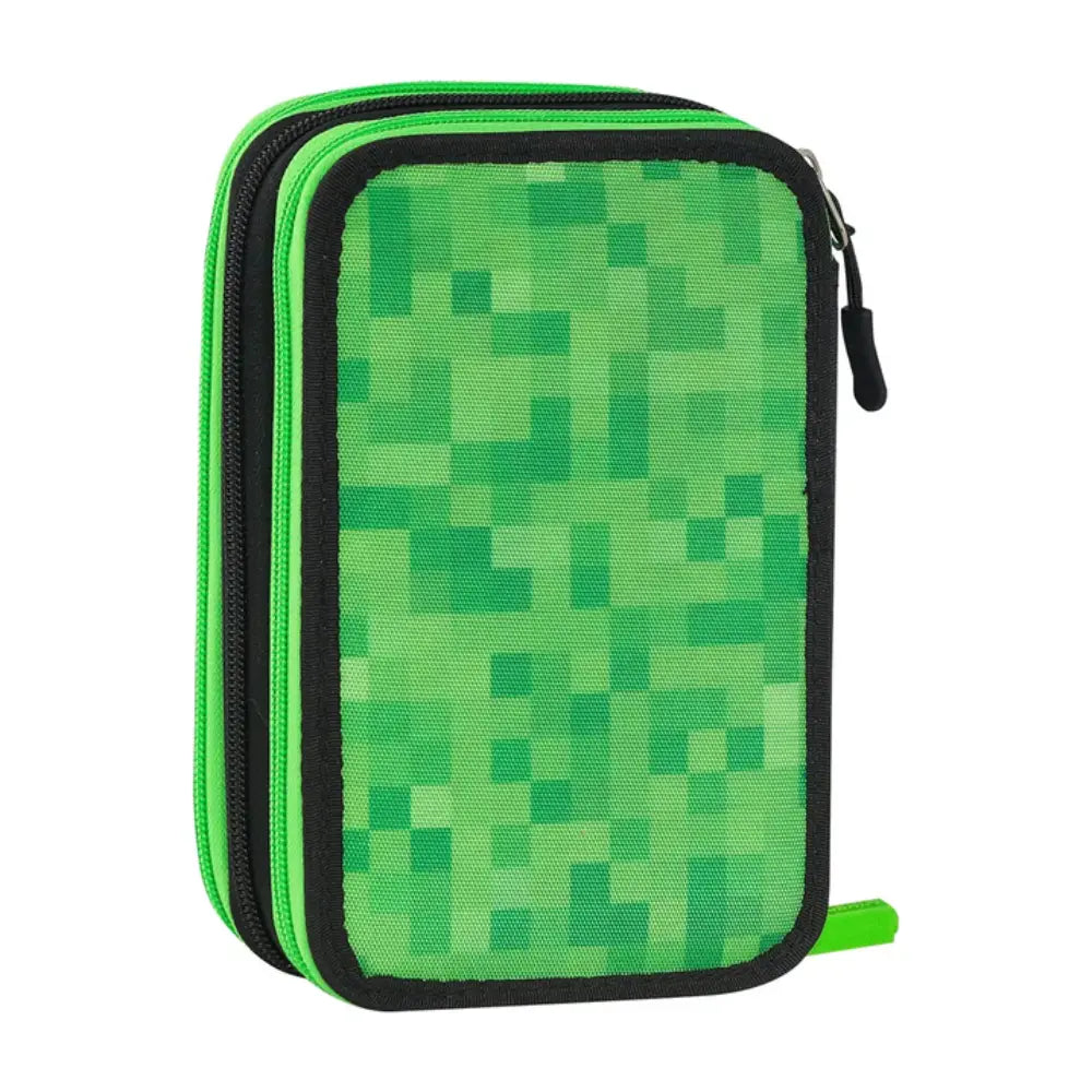 Astuccio Minecraft Pixel 3 Zip aperto con pennarelli - Franco Cosimo Panini