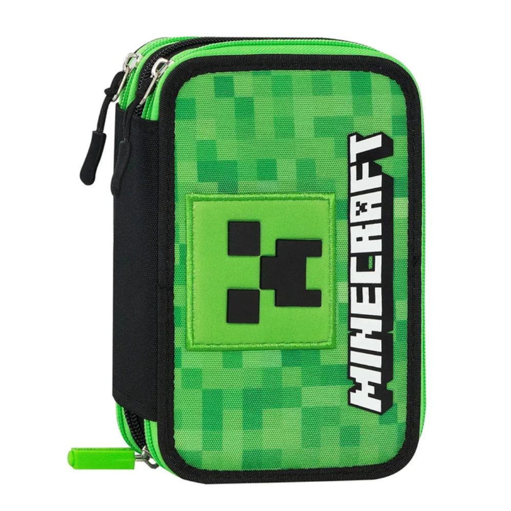 Astuccio Minecraft Pixel 3 Zip in mano - dimensioni 13x20x7 cm