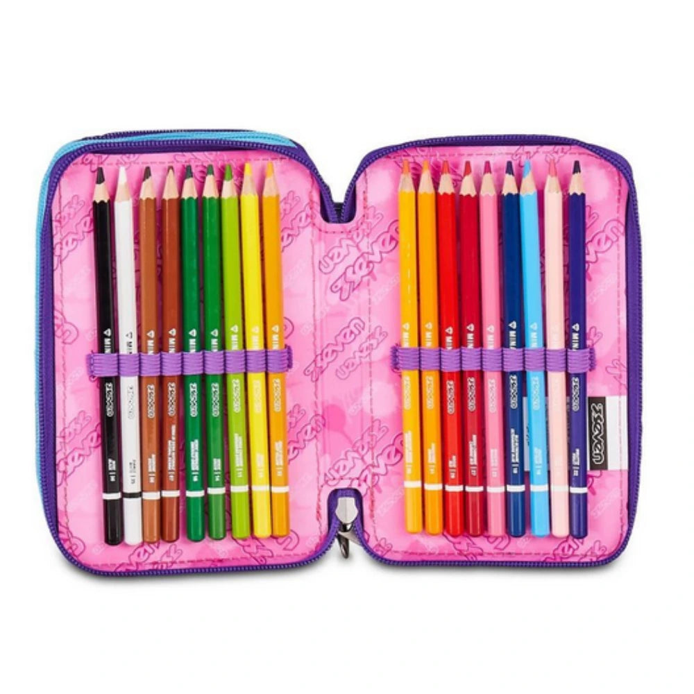 Astuccio Seven® 3 Zip Pink Fusion – Completo 45 Pezzi | Girl