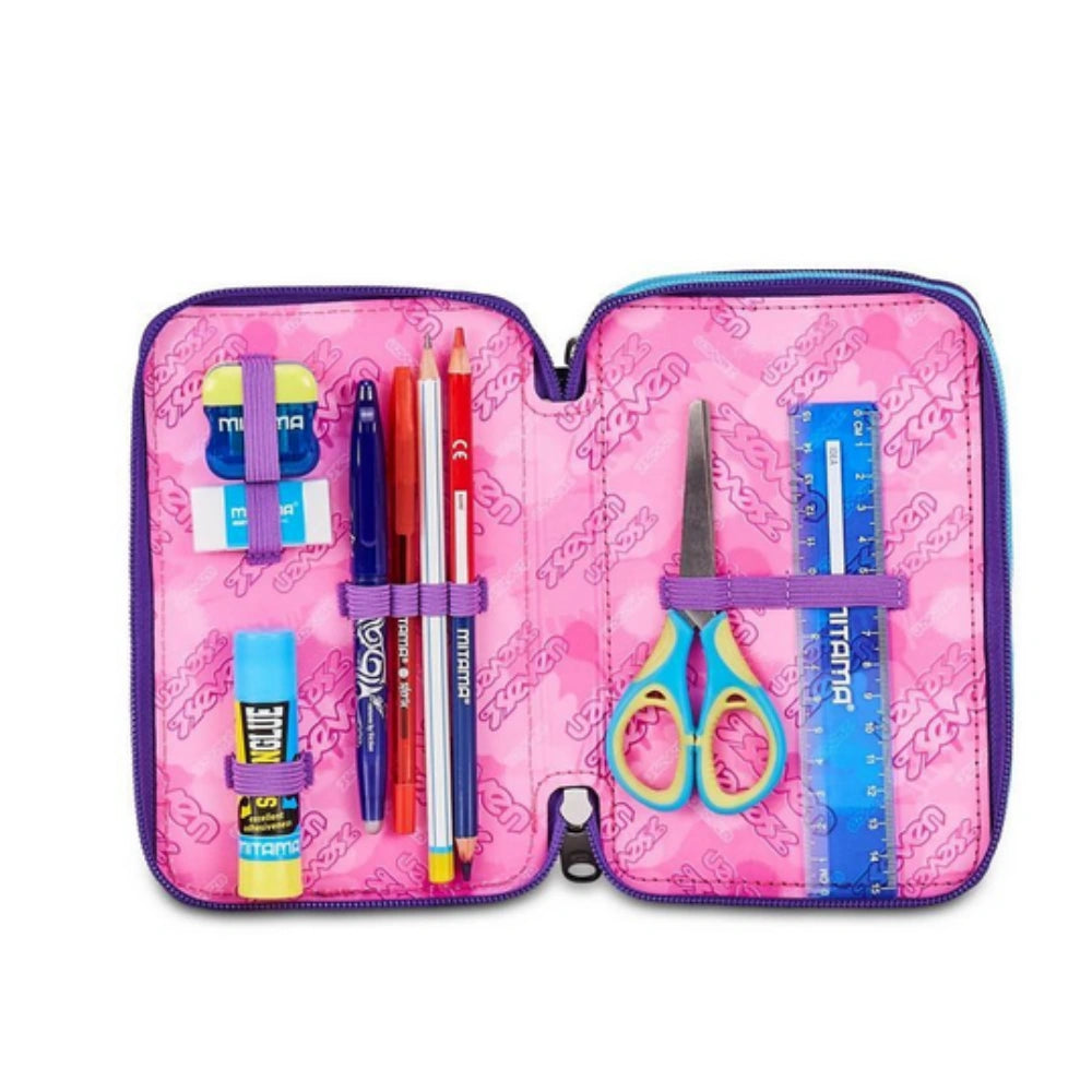 Astuccio Seven® 3 Zip Pink Fusion – Completo 45 Pezzi | Girl