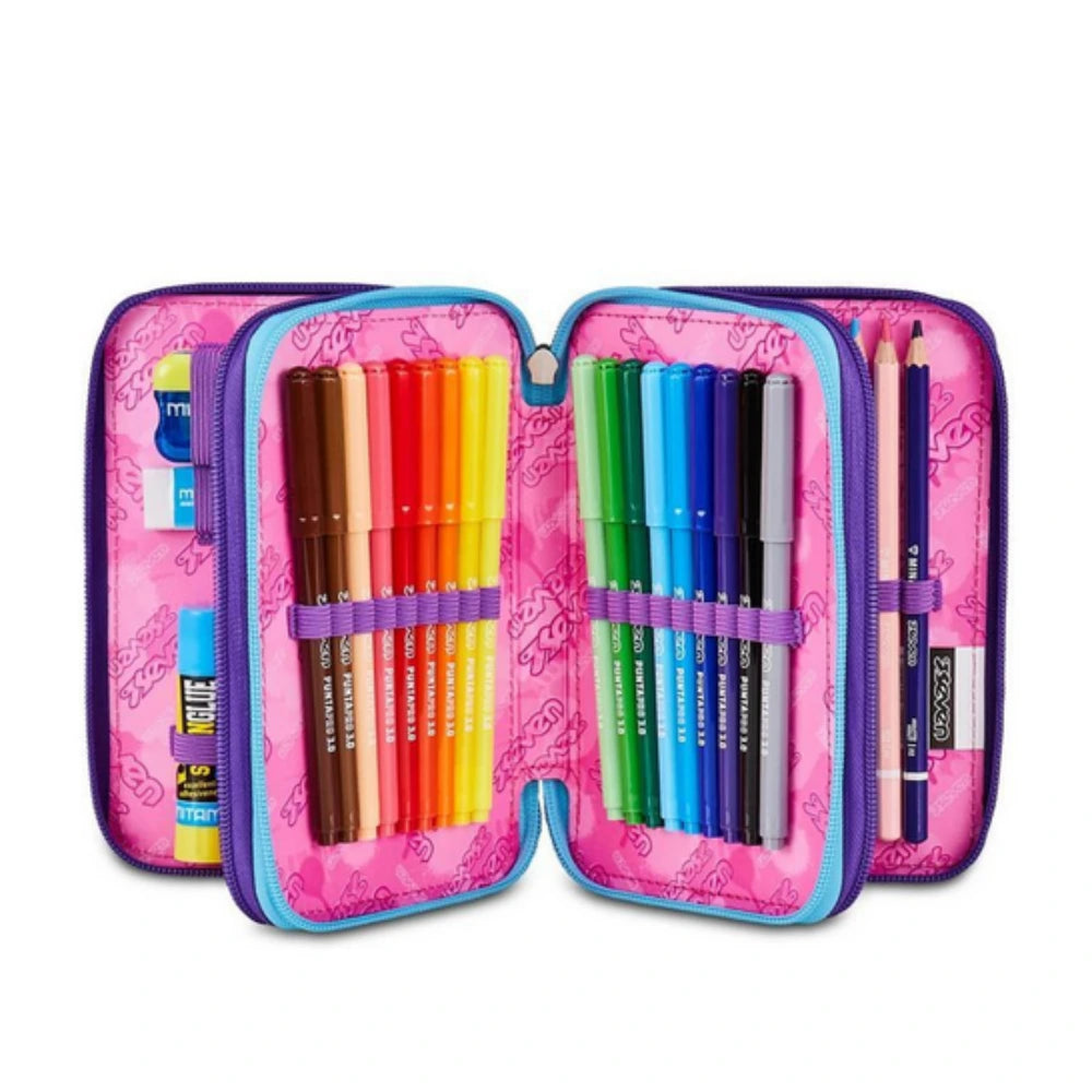 Astuccio Seven® 3 Zip Pink Fusion – Completo 45 Pezzi | Girl