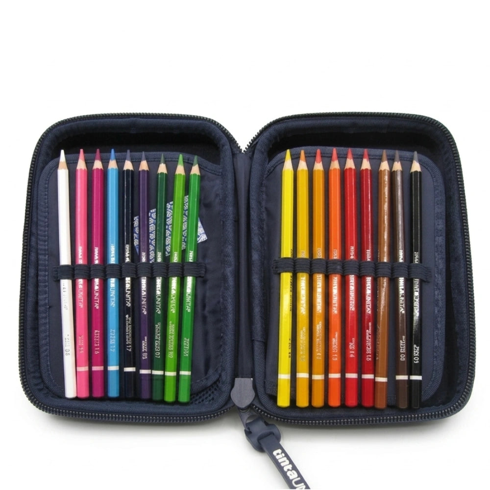 TintaUnita Astuccio Pieno One Time Blu Scuro – 3 Piani, 1 Zip, 43 Pezzi