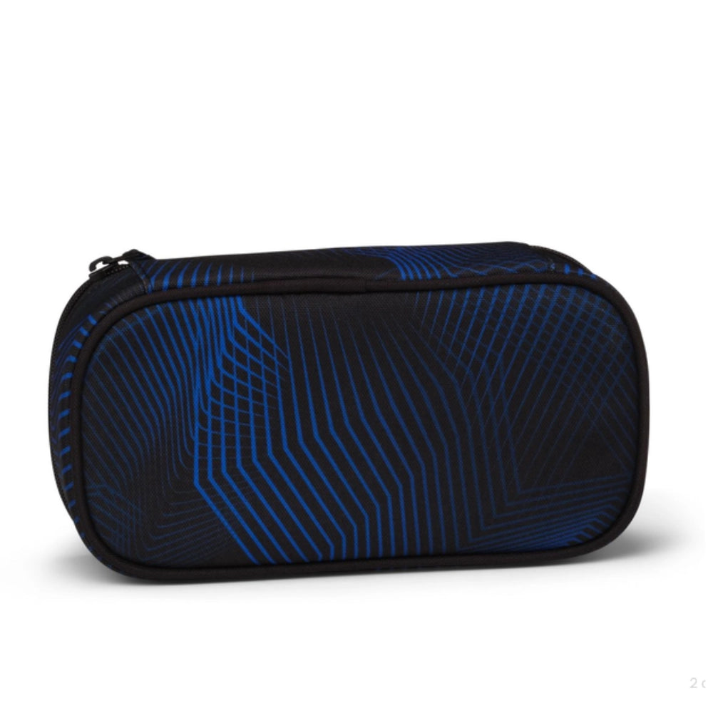 Astuccio rigido Satch Seismic Blue vista frontale design geometrico blu e nero