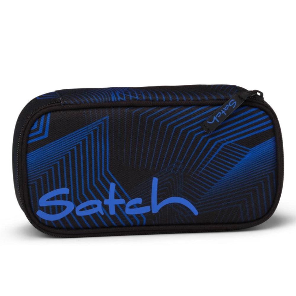 Astuccio rigido Satch Seismic Blue vista laterale texture onde blu