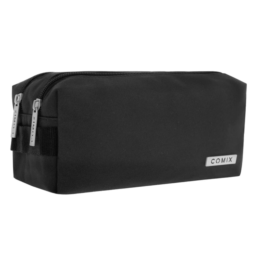Astuccio Scuola 2 Zip Maxi Comix Monocolore – Nero / Acquamarina
