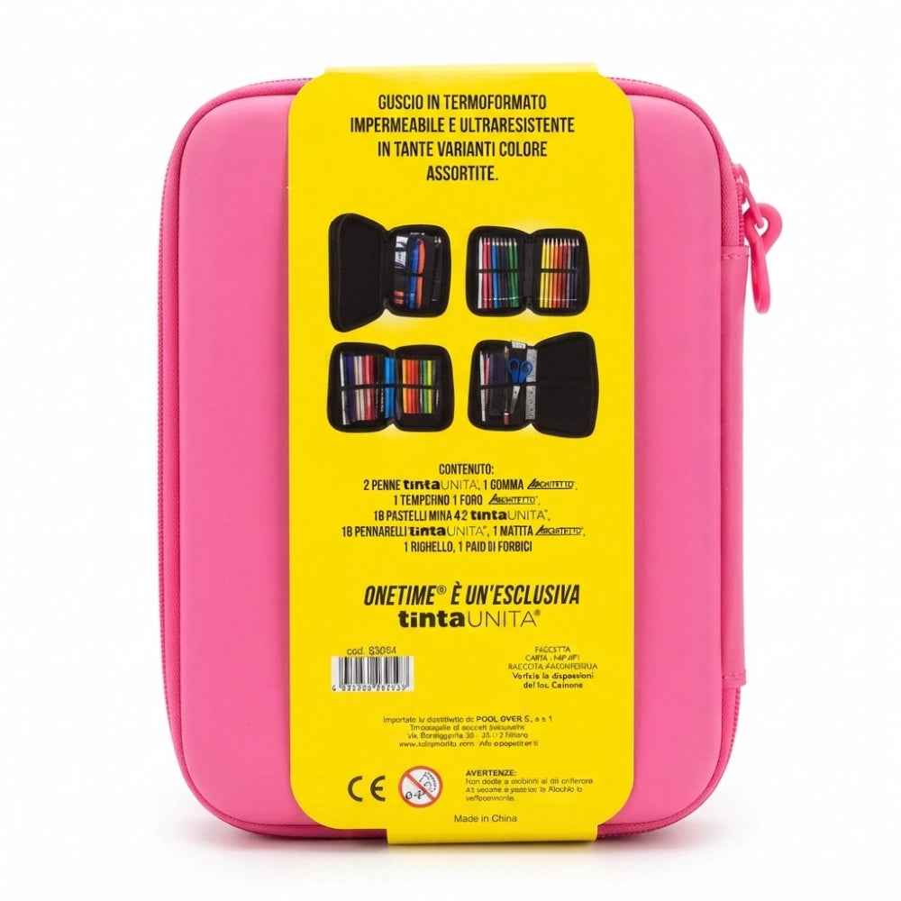 Astuccio One Time TintaUnita Rosa Acceso – retro con contenuto 43 pezzi