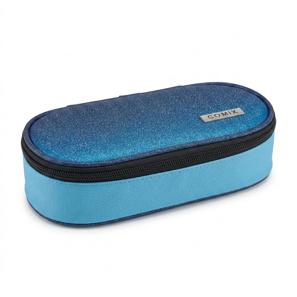 Astuccio Ovale Organizzato Comix Sfumato Glitter | Portapenne Scuola con Divisorio ed Elastici | 22x5x7 cm