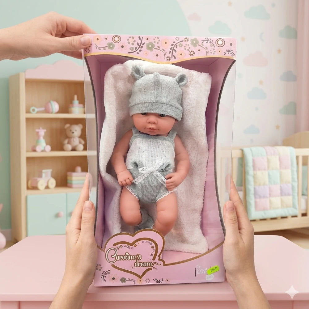 Bebé 40 cm con Completino in Maglia Grigio – Tachan