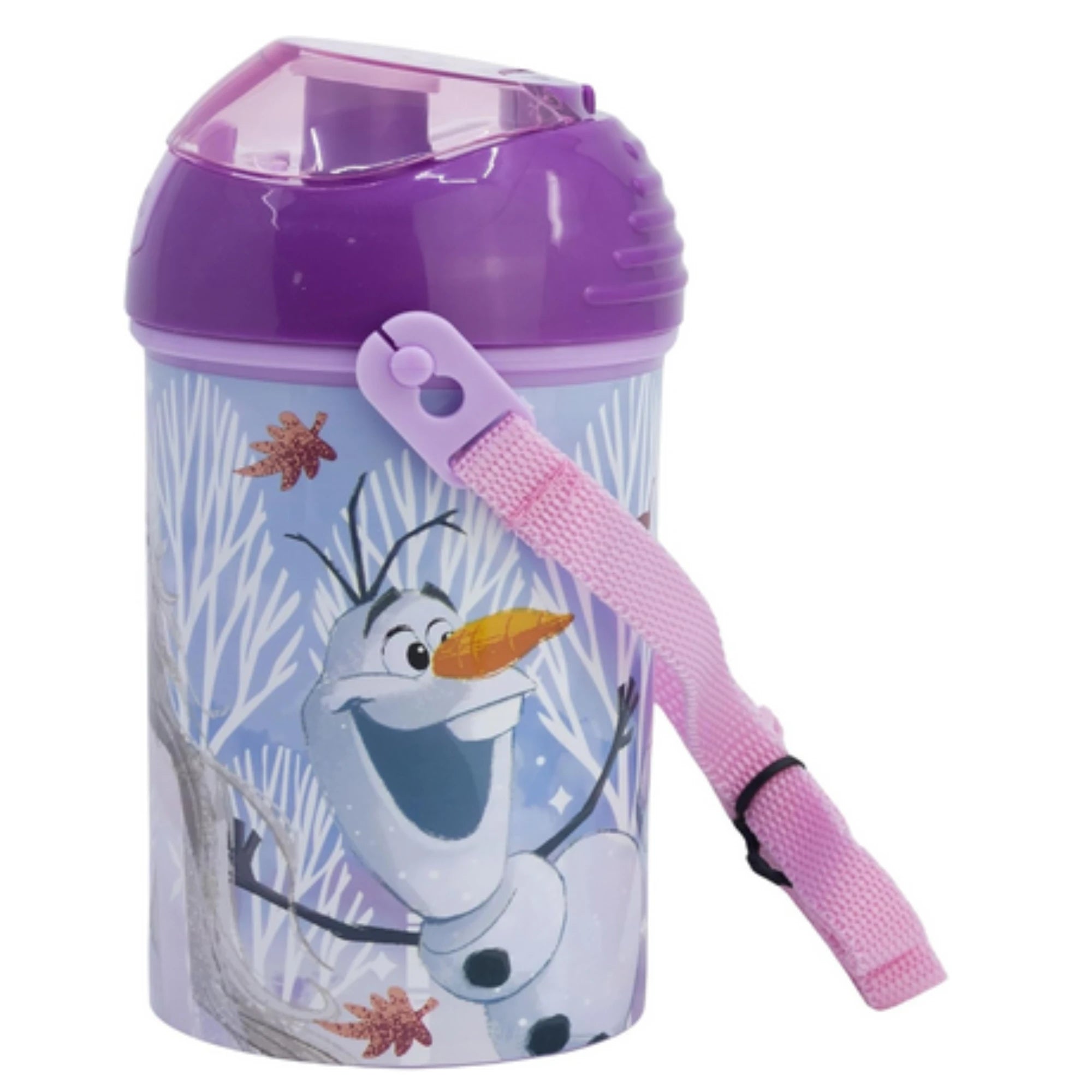 Borraccia Frozen in Plastica con Cannuccia e Tracollina 350ml