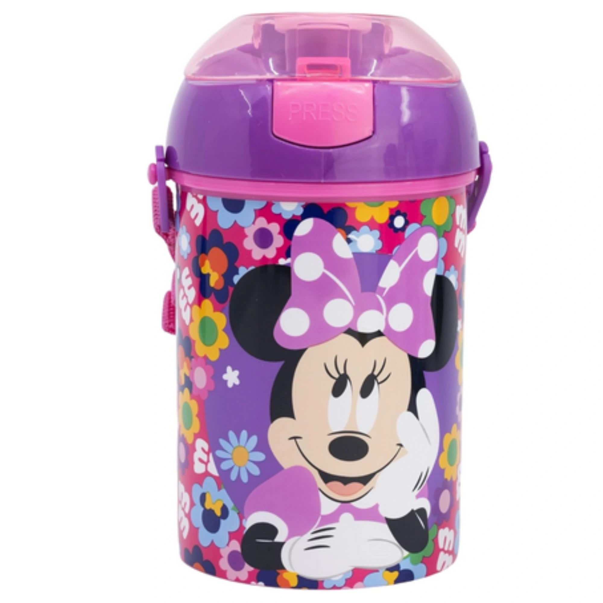 Borraccia Minnie in Plastica con Cannuccia e Tracollina 350ml