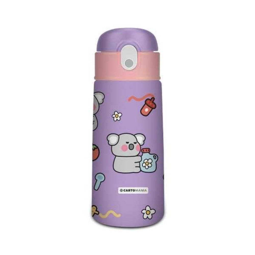 Borraccia Termica Kid Cartomania Koala Seven 460ml lilla acciaio inox con cannuccia silicone