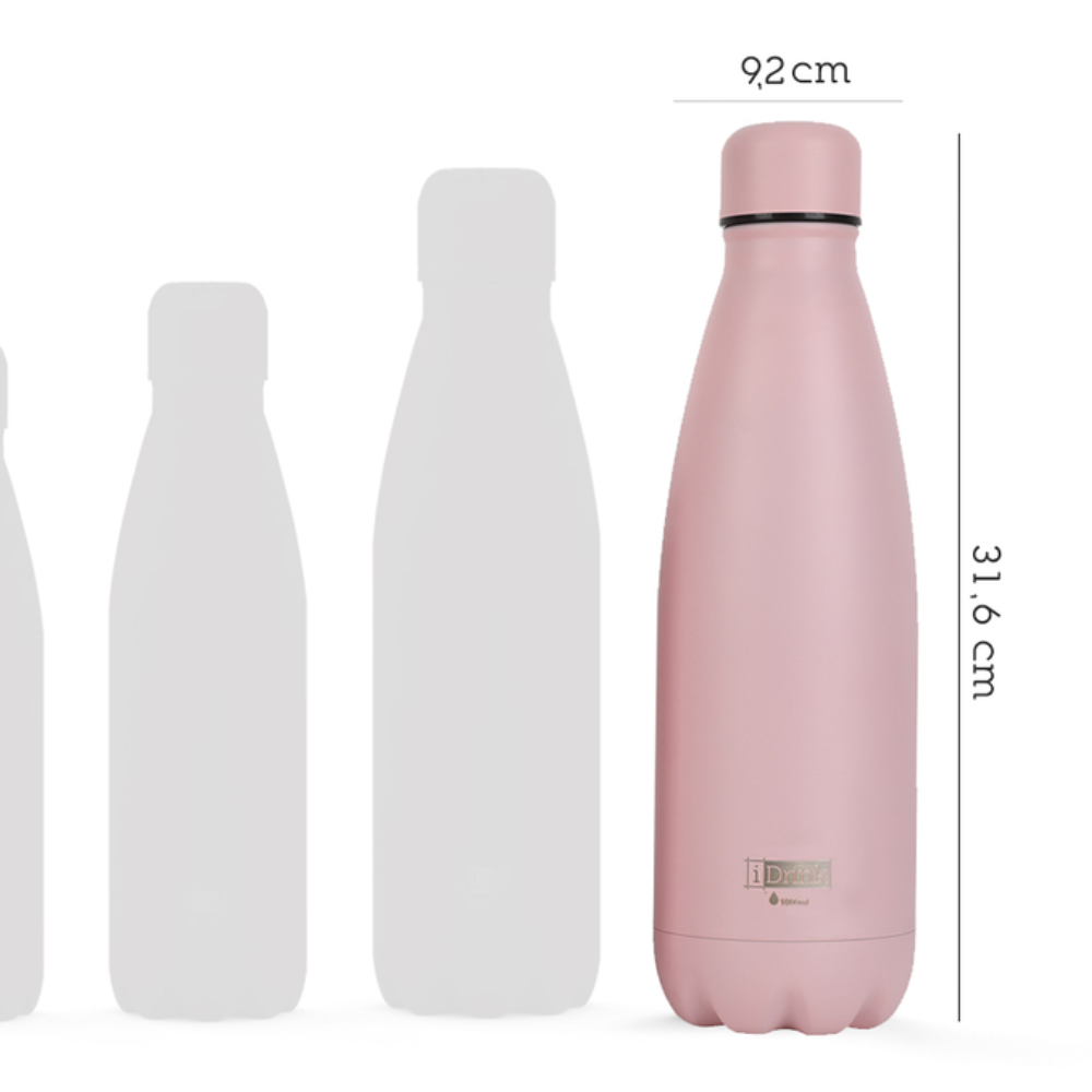 Borraccia Termica iTotal IDrink 1 Litro rosa pastello – confronto dimensioni 9,2x31,6 cm