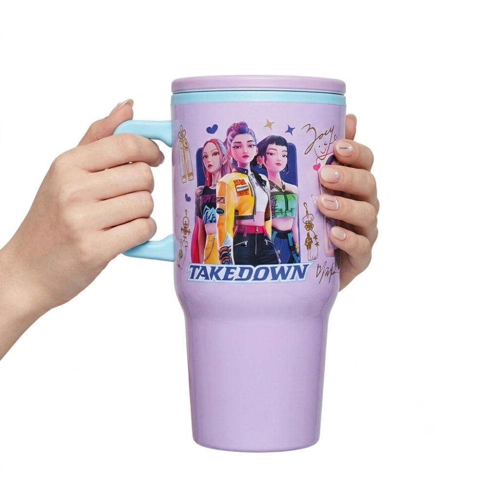 Tazza Termica K-Pop Demon Hunters Huntrix 640ml con Cannuccia Ripiegabile e Manico – Stor