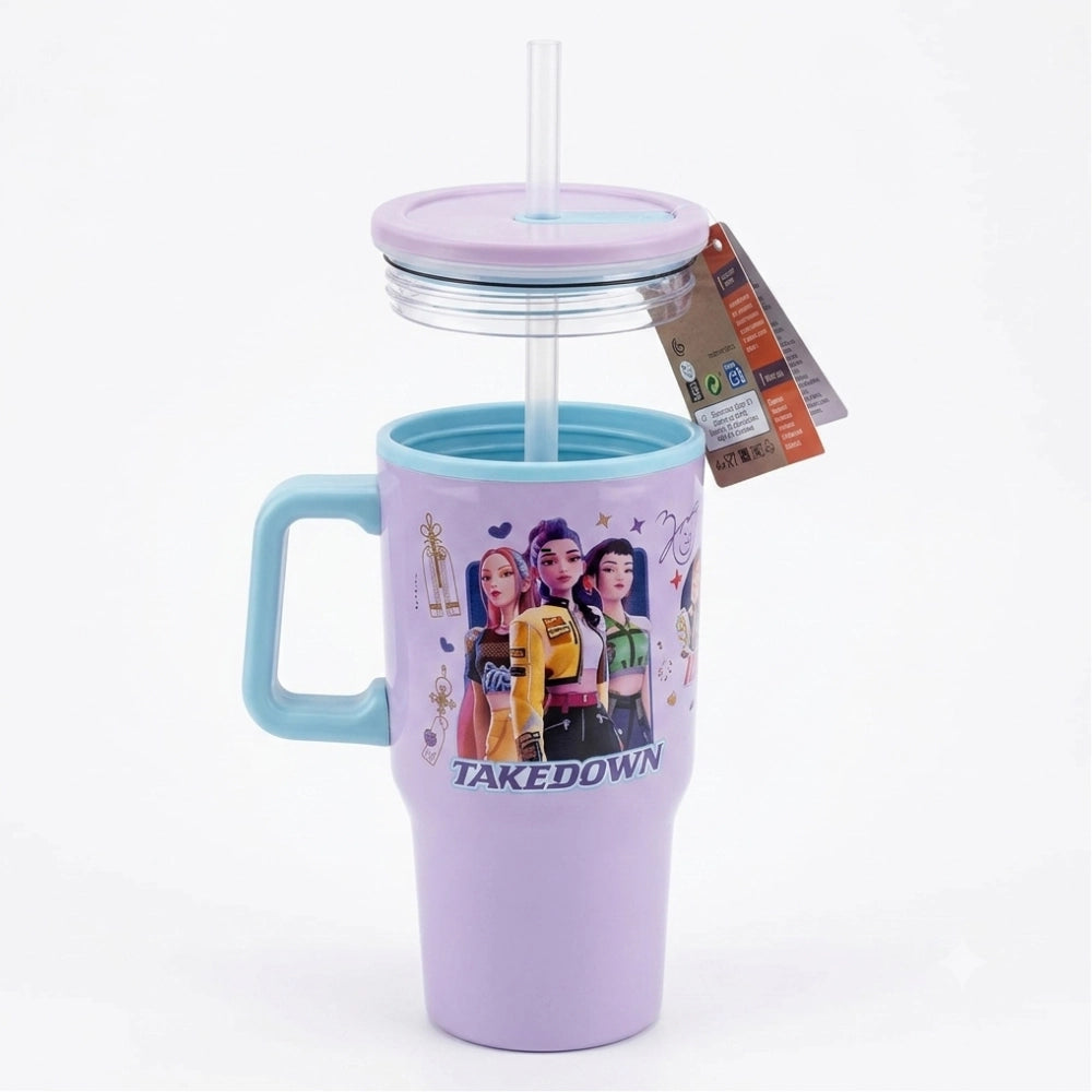 Tazza Termica K-Pop Demon Hunters Huntrix 640ml con Cannuccia Ripiegabile e Manico – Stor