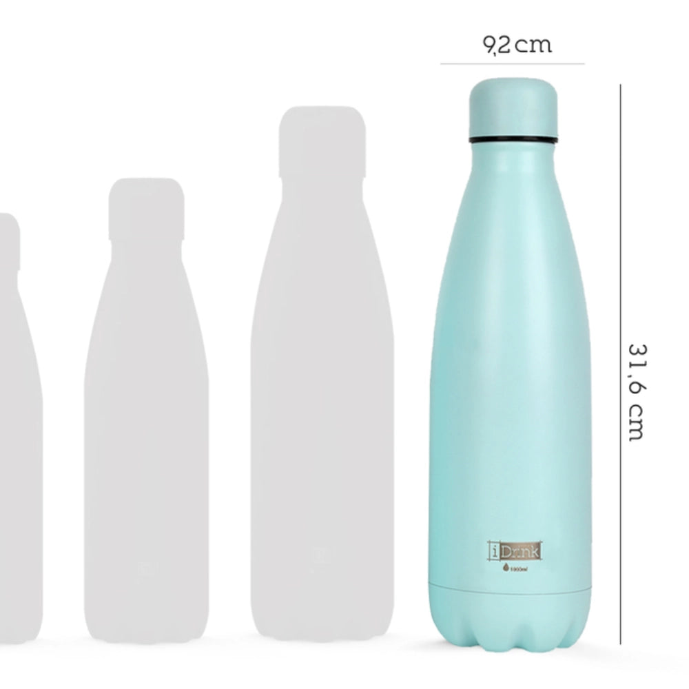 Borraccia Termica iTotal IDrink 1 Litro verde pastello – confronto dimensioni 9,2x31,6 cm