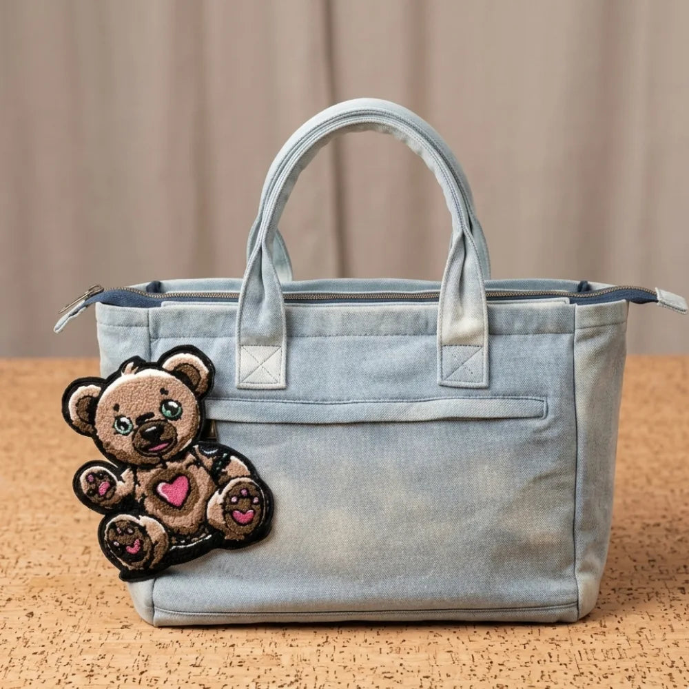 Borsa Universitaria Organizzata in Jeans - Tempo Libero con Tracolla e Porta PC