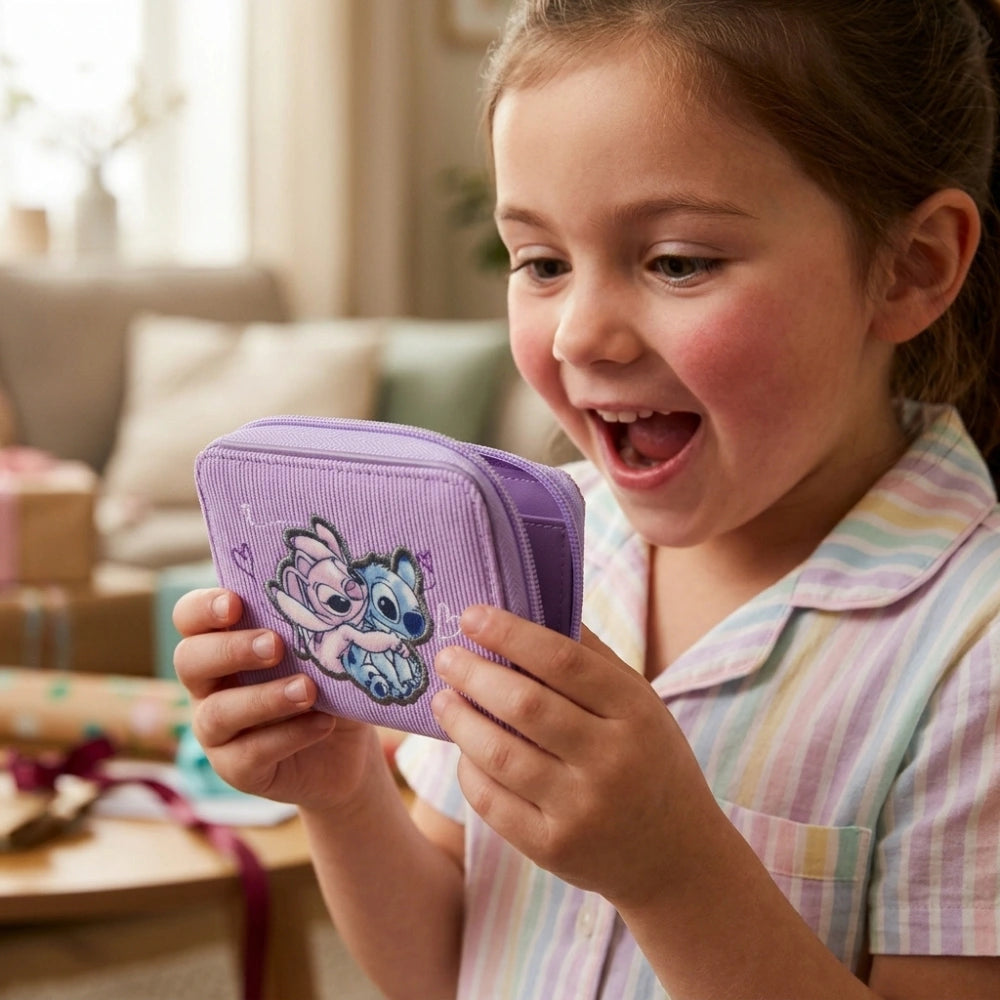 Disney Stitch e Angel Portafoglio in Tessuto Lilla
