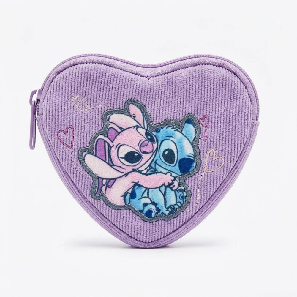 Disney Stitch e Angel Portamonete a Cuore Lilla