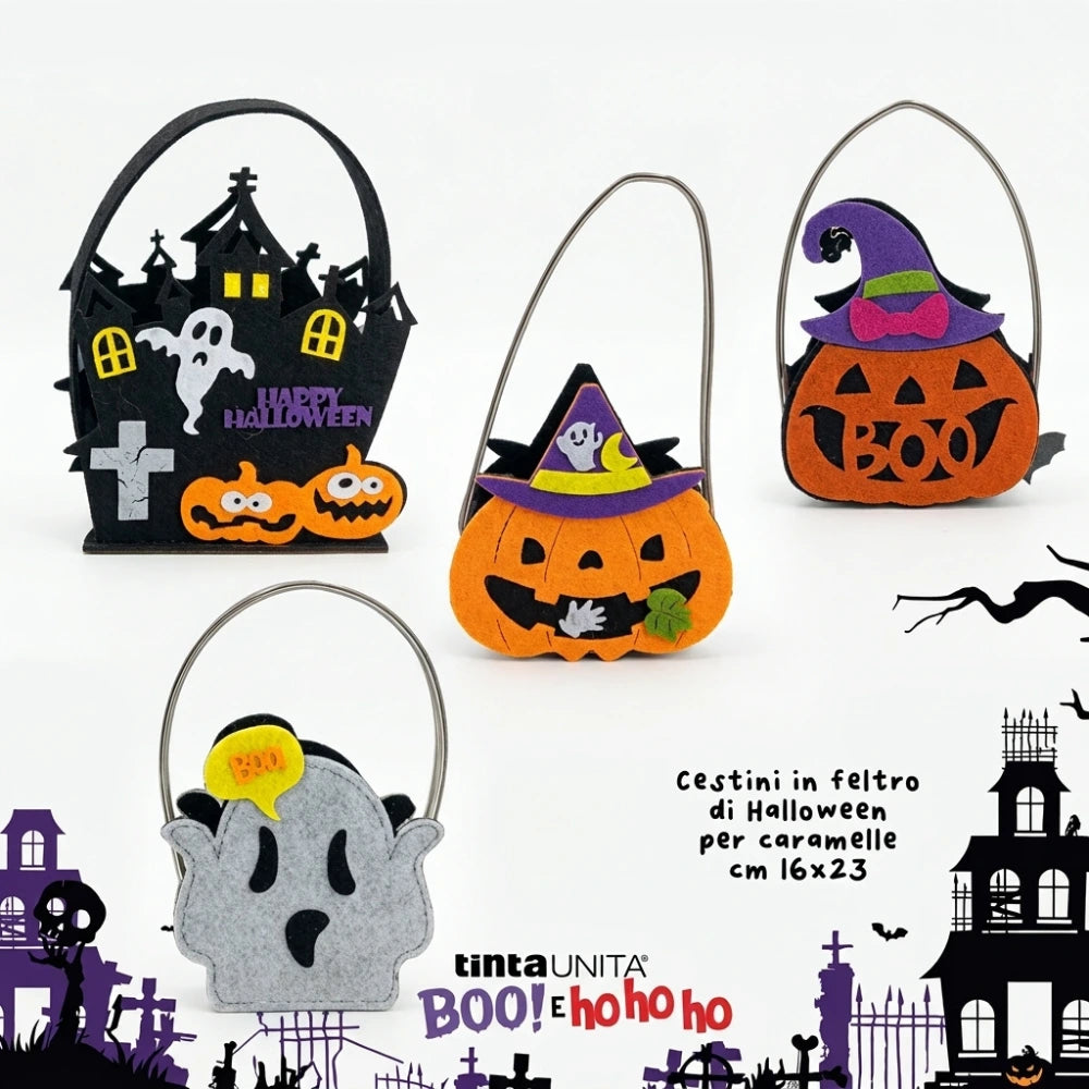 Tinta Unita Borsetta Halloween in Feltro – 4 Fantasie