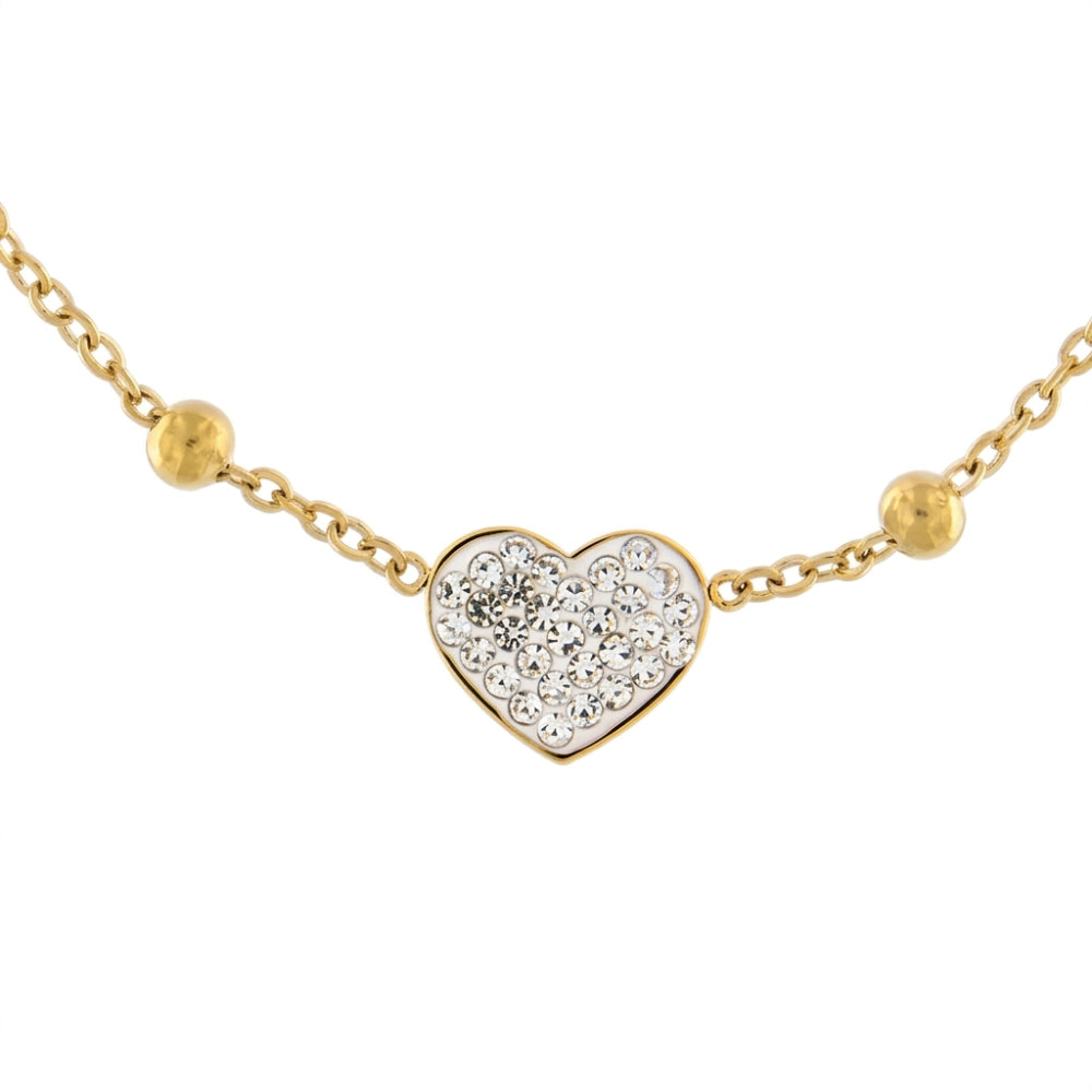 Bracciale Donna in Acciaio Gold Cuore con Zirconi – Aqua