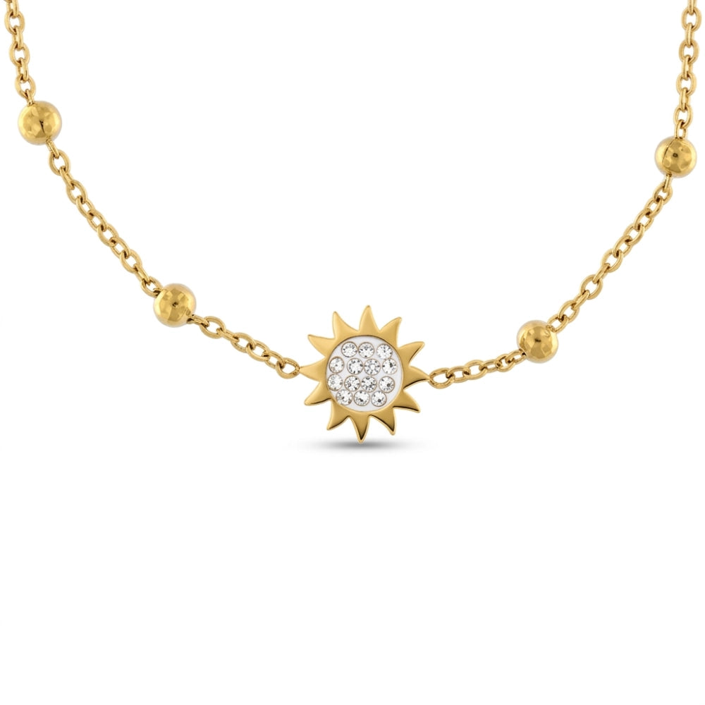 Bracciale Donna in Acciaio Gold Sole con Zirconi – Aqua