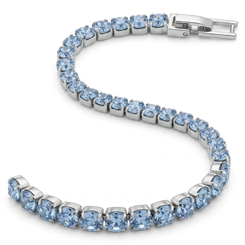 Bracciale Tennis Donna in Acciaio con Zirconi Azzurri – Aqua