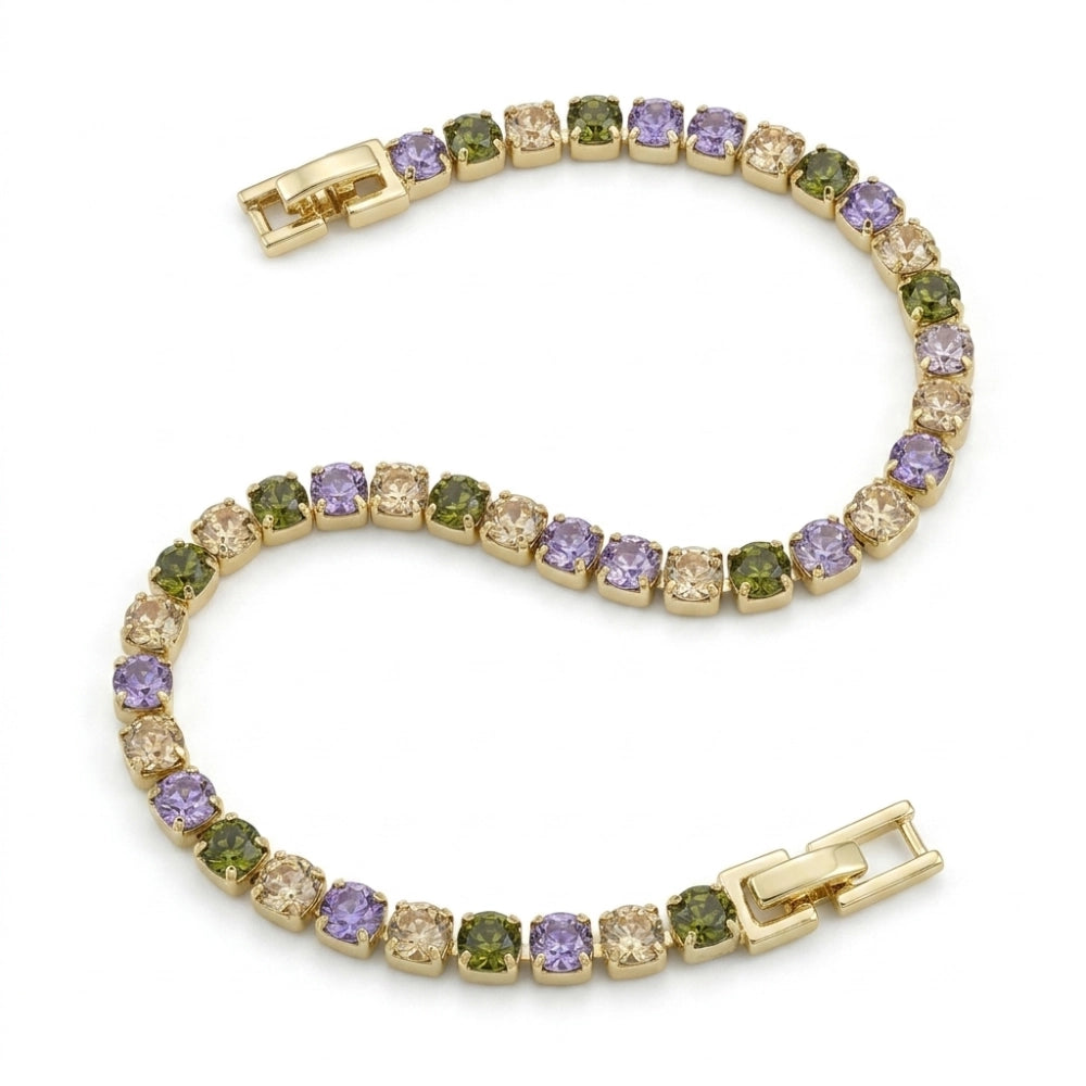 Bracciale Tennis Donna in Acciaio Gold con Zirconi Mix – Aqua