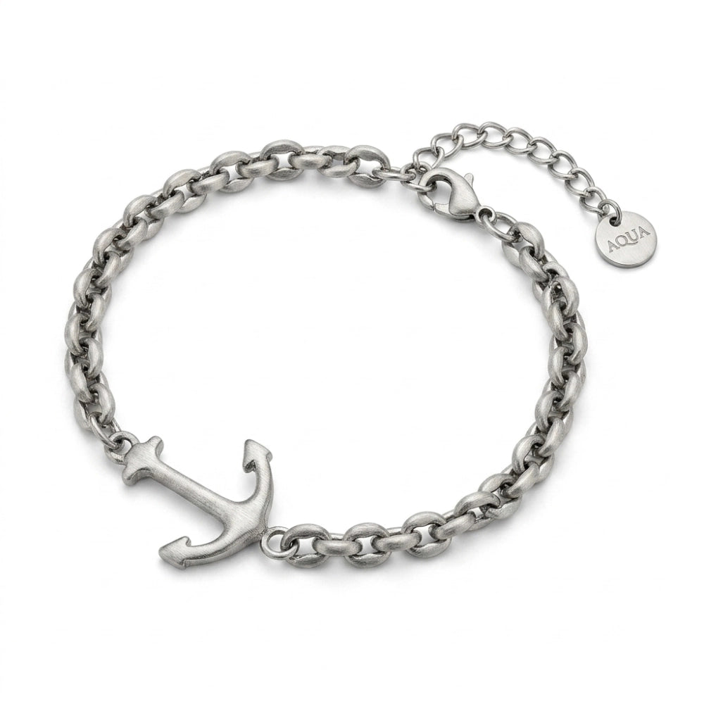 Bracciale Ancora Grande Aqua - Acciaio Satinato