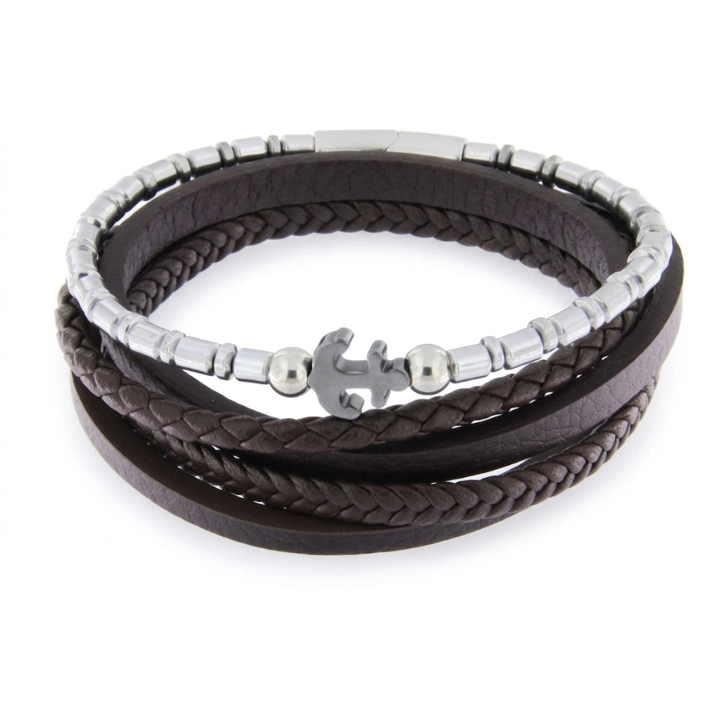 Bracciale Uomo Ancora Aqua - Marrone