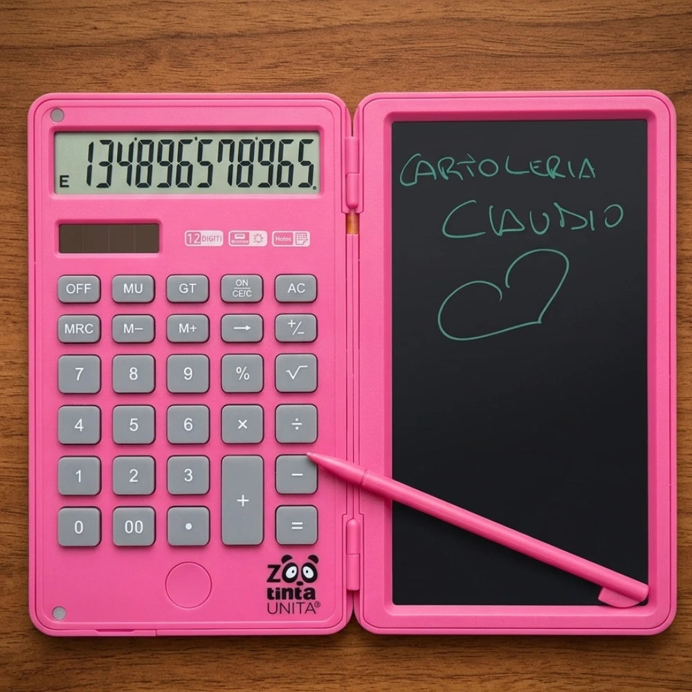 Calcolatrice con Lavagna LCD TintaUNITA Zoo Bubble Tea – Gadget Scuola 2-in-1 Matcha