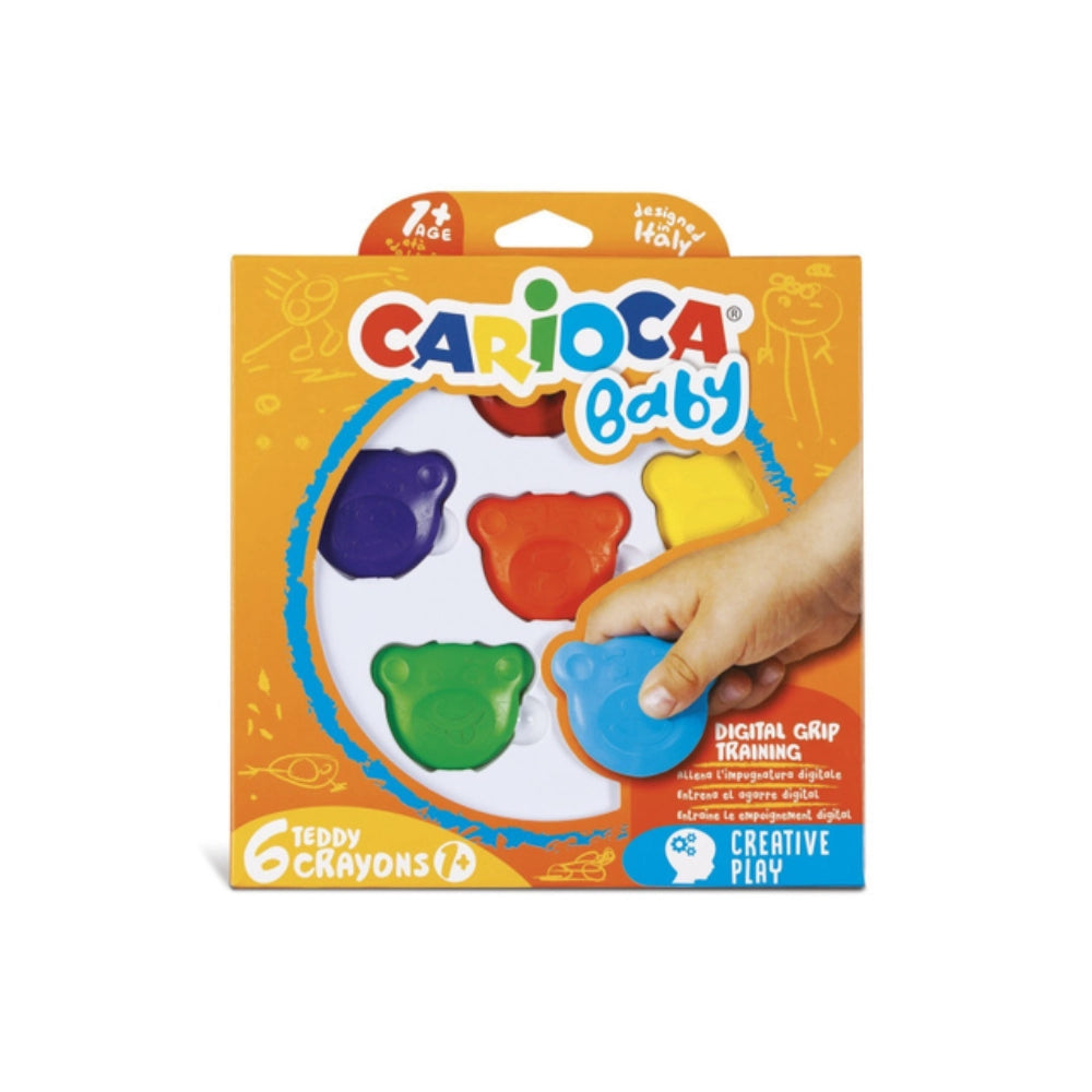 Carioca Baby Teddy Crayons – 6 emozioni associate ai colori: Sob, Ooooh, Bleah, Yippeee, Grrrr, Ah