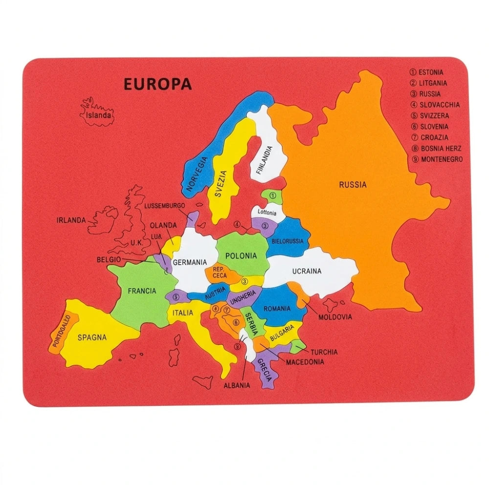 Puzzle Didattico in Gomma EVA Geografia Italia ed Europa - Lebez Niji
