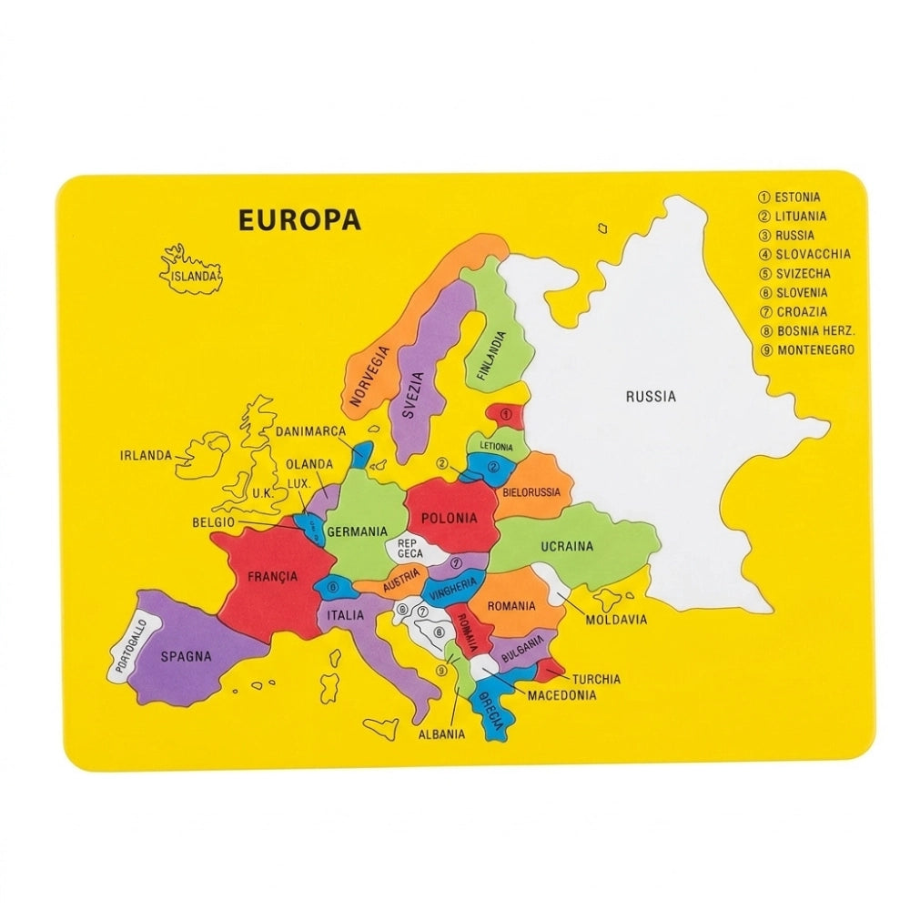 Puzzle Didattico in Gomma EVA Geografia Italia ed Europa - Lebez Niji