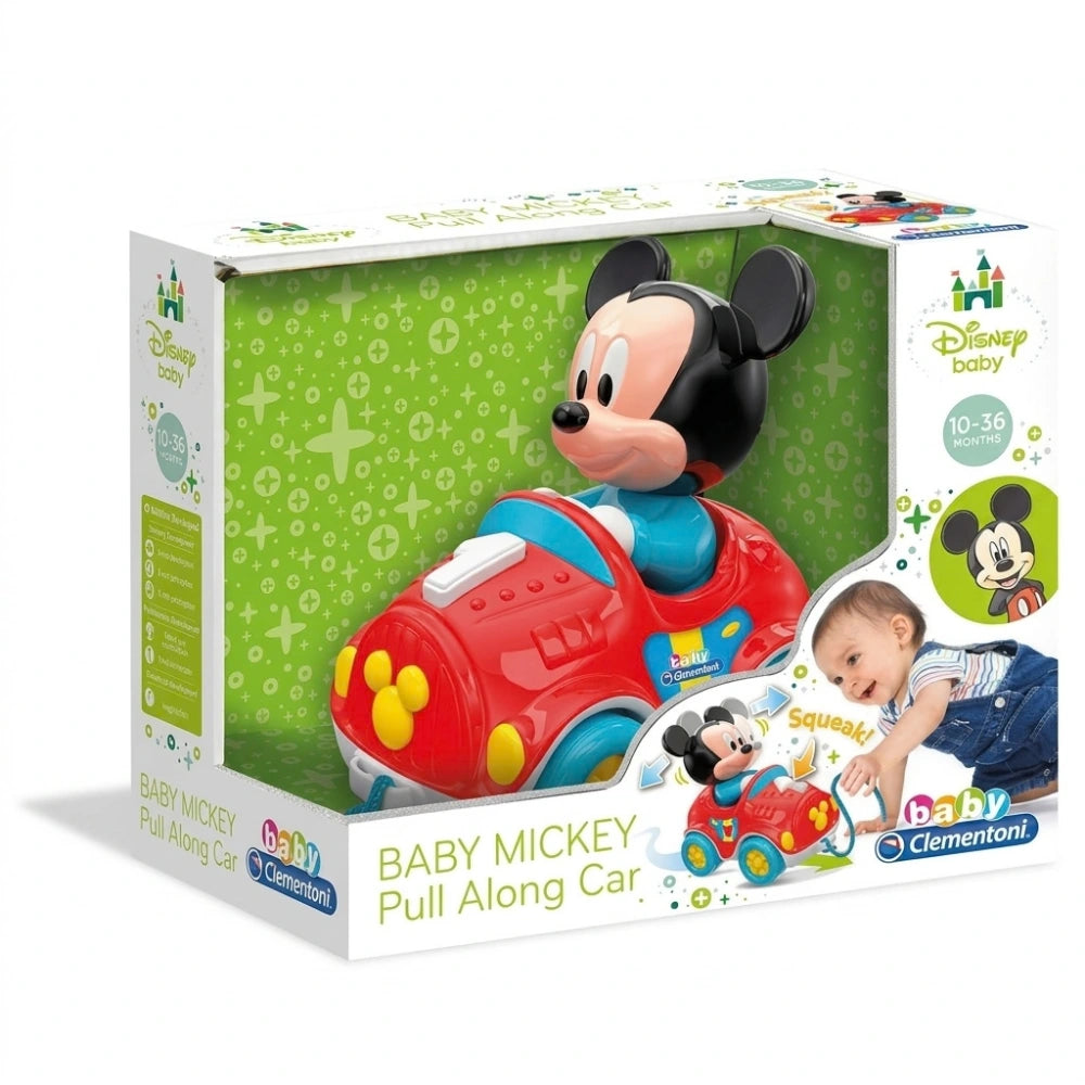 Clementoni Baby Mickey – Macchina trainabile rossa, 10–36 mesi