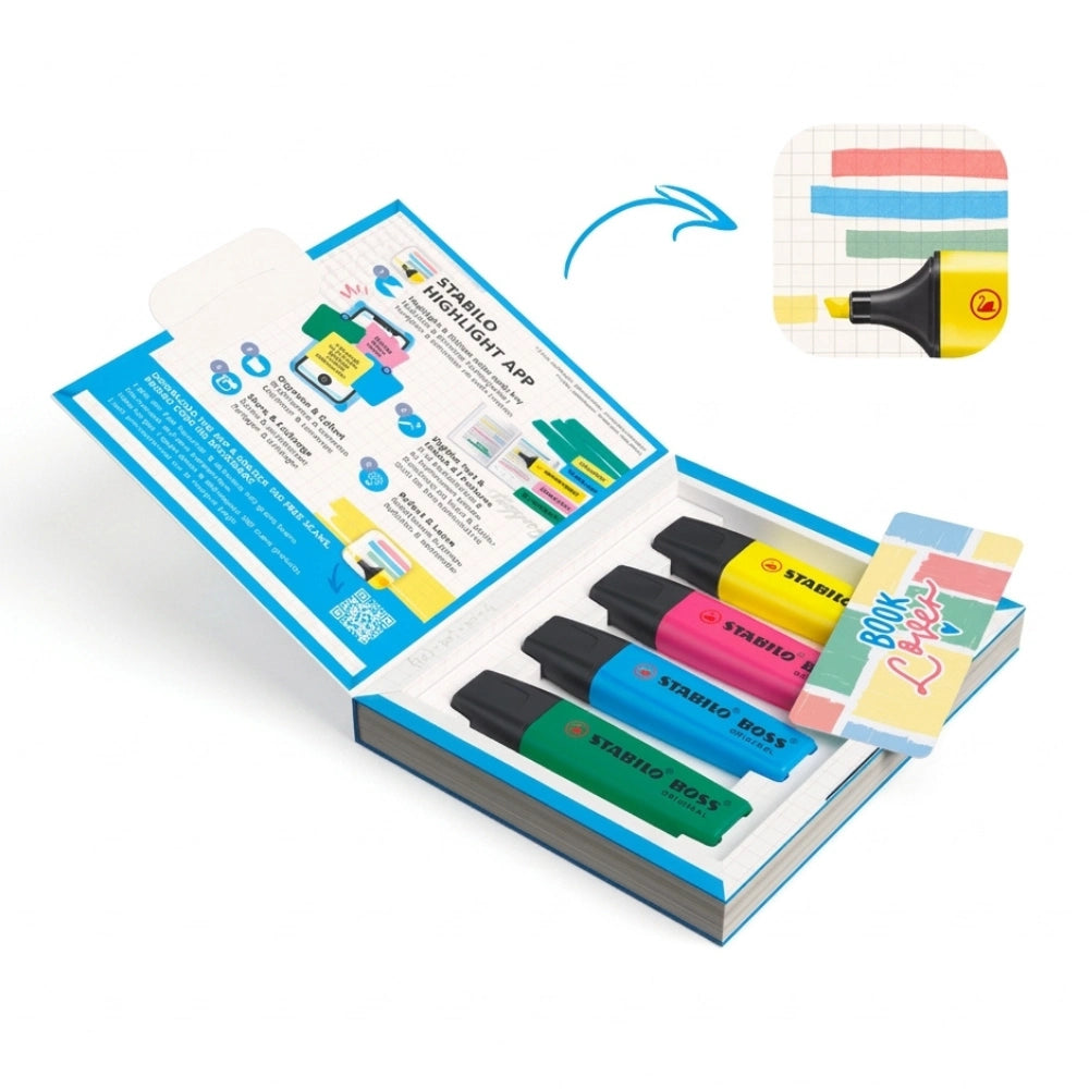 Set evidenziatori STABILO Booklover da 4 con 100 scansioni app