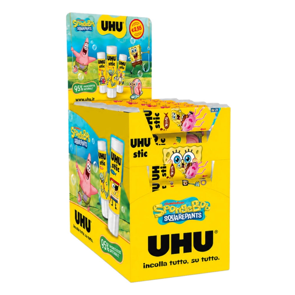 Colla Stick UHU ReNature SpongeBob 40g – display espositore maxiformato
